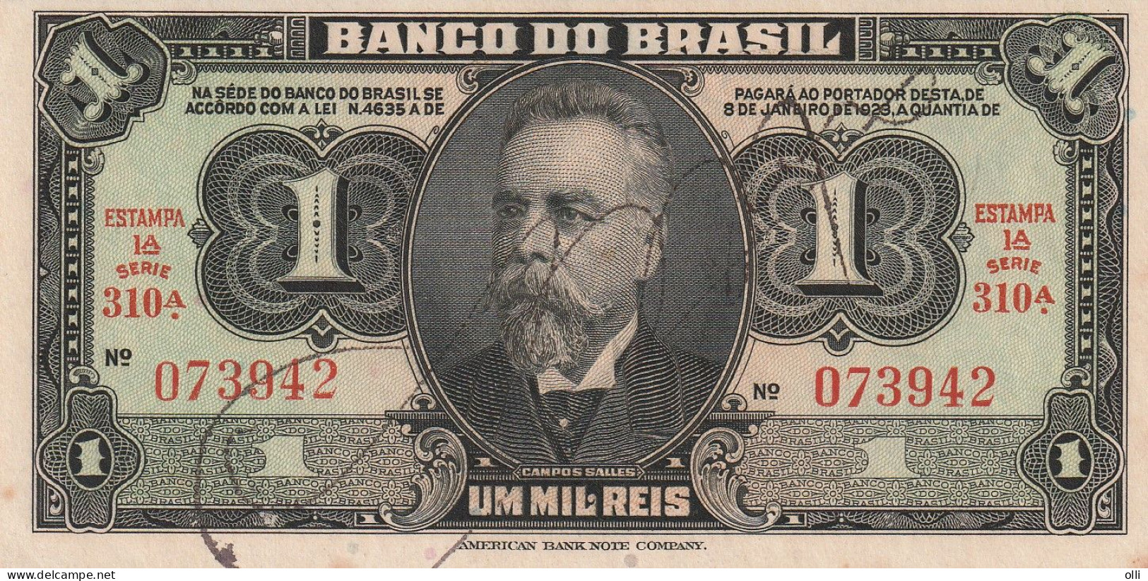 BRASIL  EMERGENCY ISSUE  UM MIL REIS  ND/1944  P-131A  AUNC - Brazilië