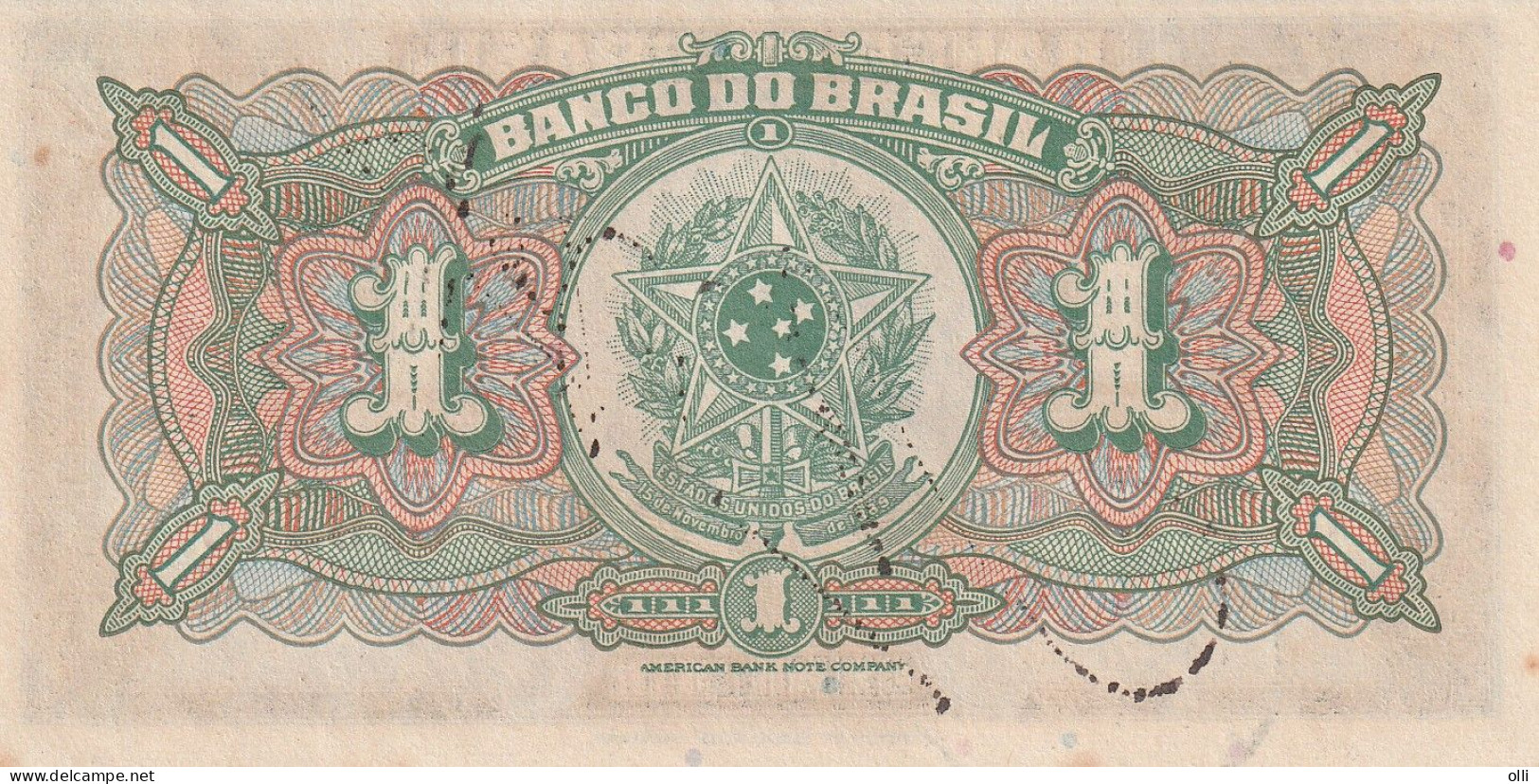 BRASIL  EMERGENCY ISSUE  UM MIL REIS  ND/1944  P-131A  AUNC - Brazil