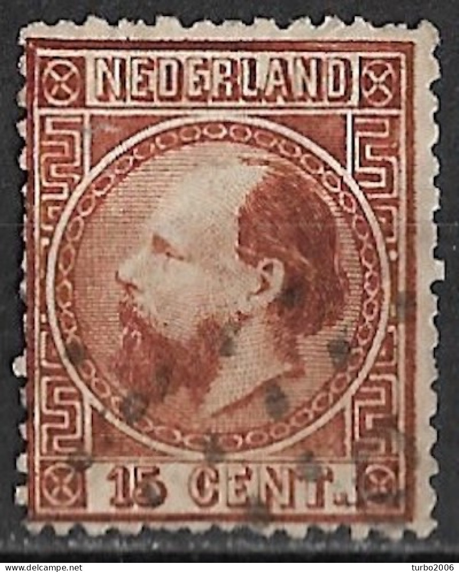 1867 Koning Willem III 15 Cent Bruin Tanding 13½ Type II NVPH 9 II C - Usati