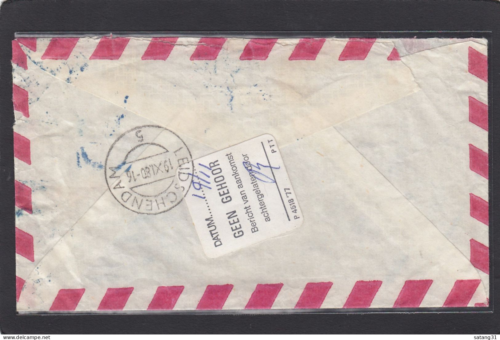 LETTRE RECOMMANDEE, AVEC Y+T NOS 578 X 2, 582,PA 279,POUR LES PAYS BAS,1980. - Bolivia