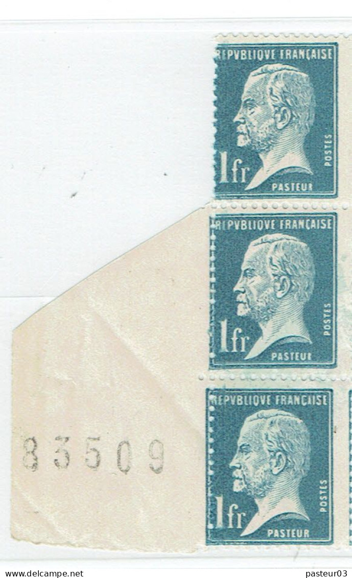 179 1,00 F. Pasteur Bleu 3 Timbres De Roulette N° De Feuille à Gauche Luxe - Coil Stamps