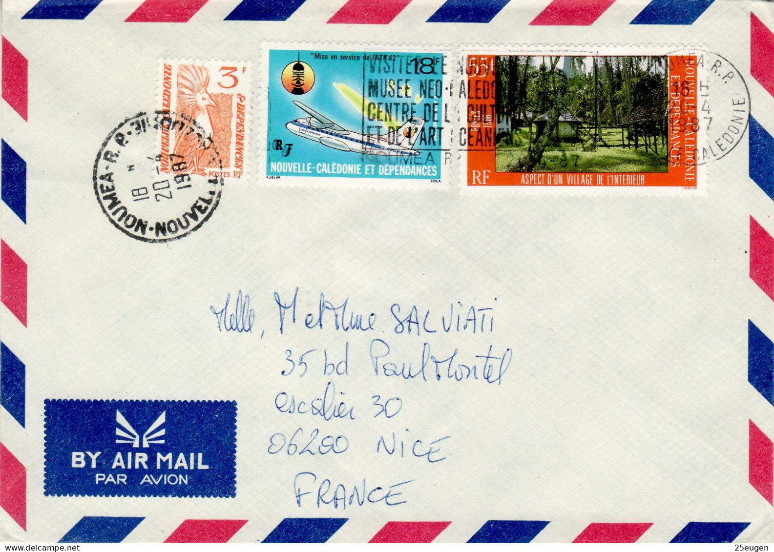 NEW CALEDONIA 1987 AIRMAIL LETTER SENT FROM NOUMEA TO NICE - Covers & Documents