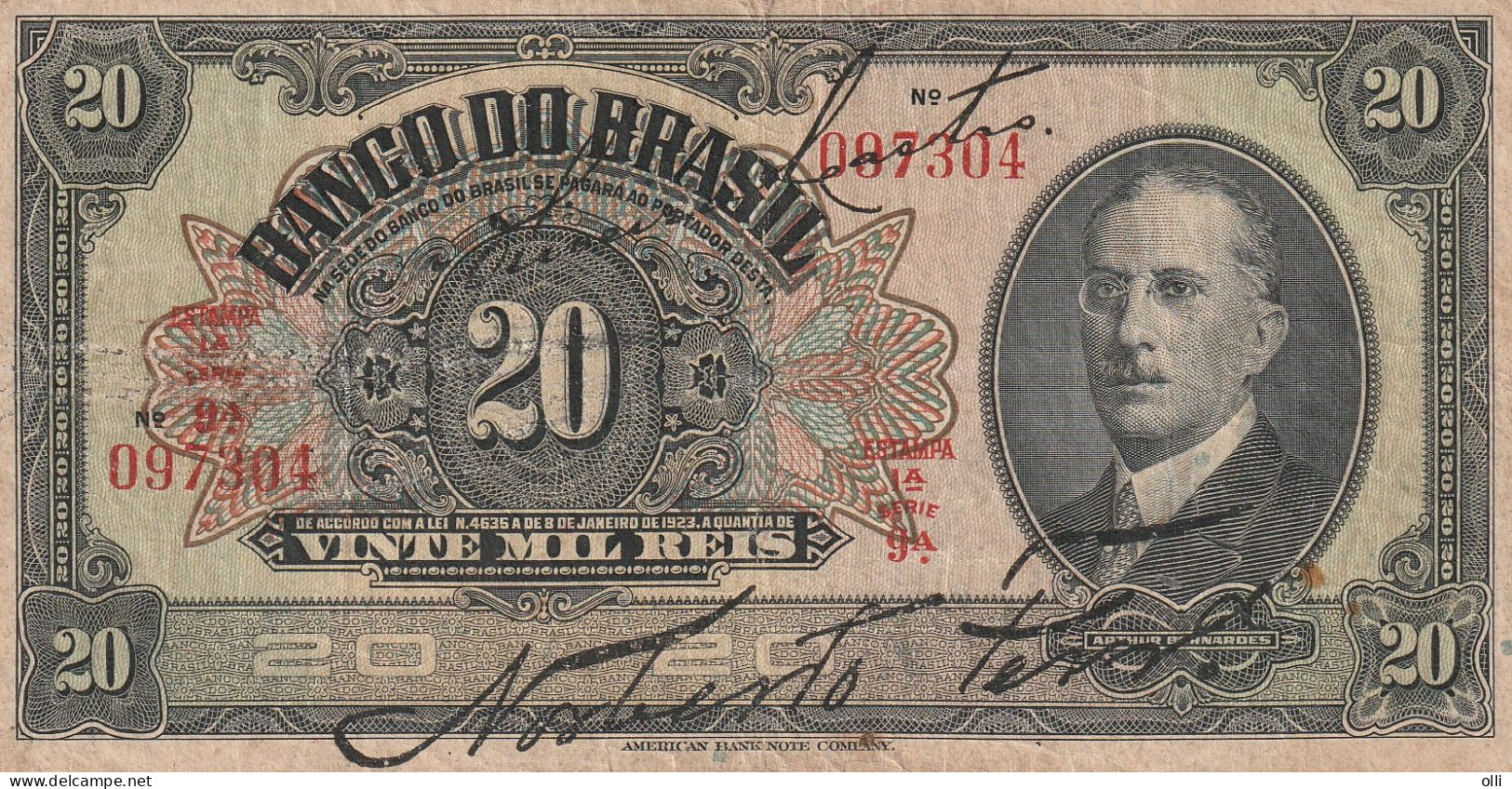 BRASIL  20 MIL REIS  L.1923  P-115  F - Brasilien