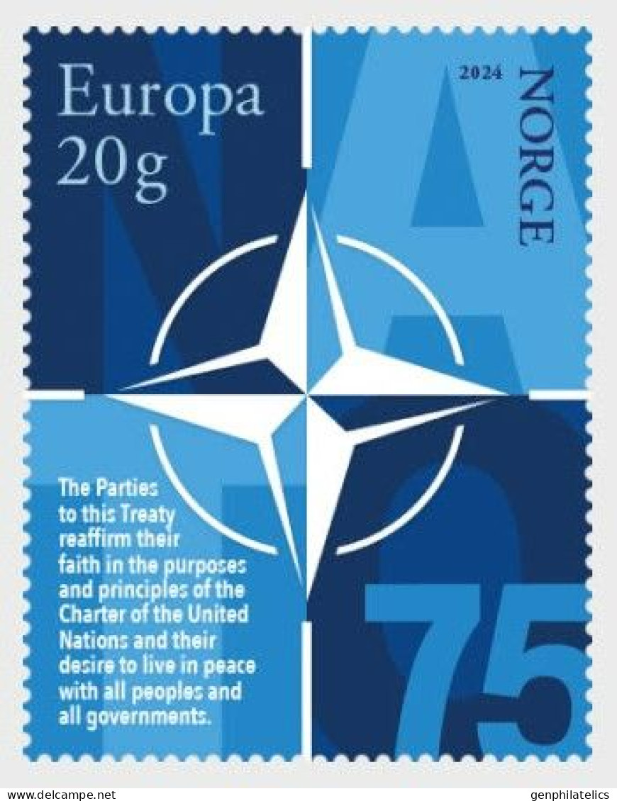 NORWAY 2024 EVENTS Organizations. 75th Anniv. Of NATO - Fine Stamp MNH - Nuovi