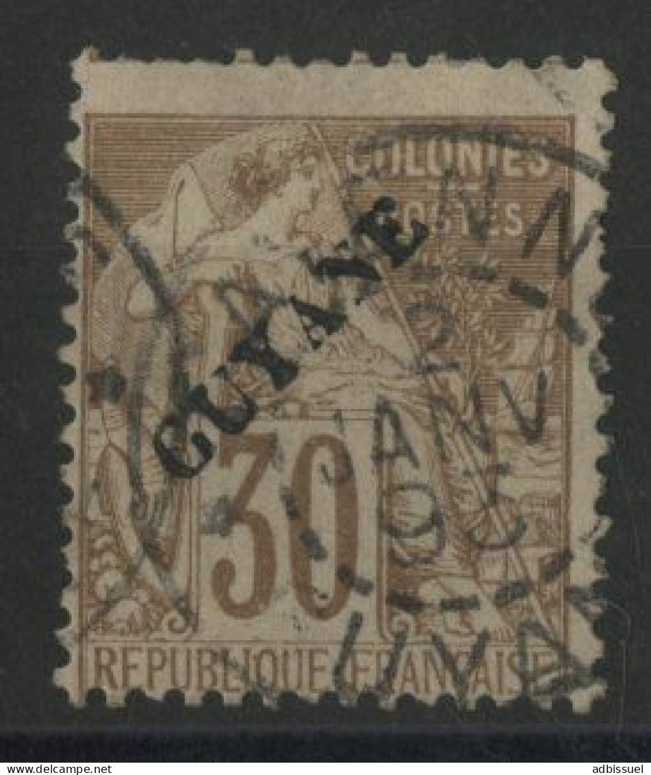 COLONIES GUYANE N° 24a (variété Sans Point) Oblitération Cayenne 2/01/1893 Cote 85 € - Used Stamps