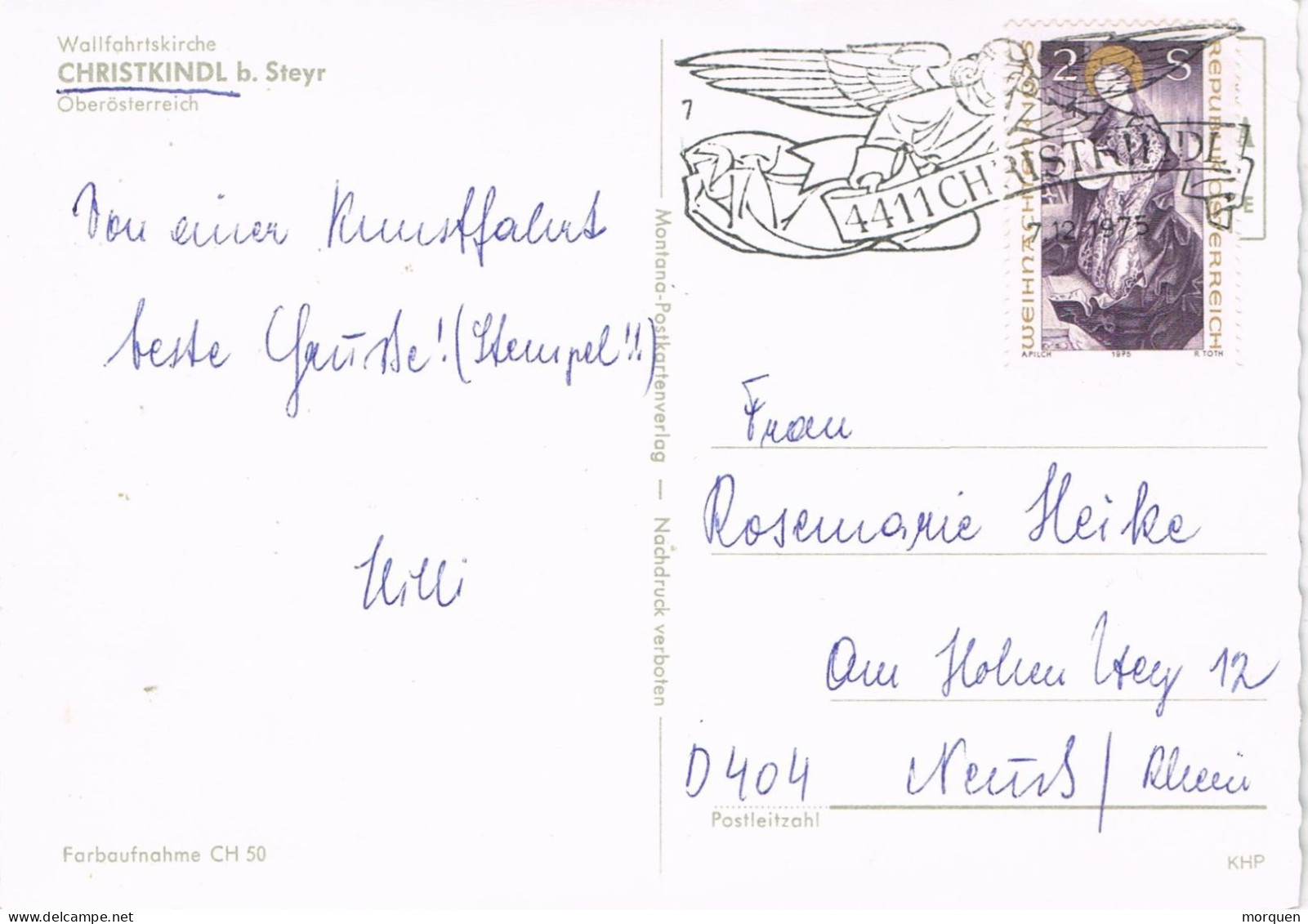 54654. Postal CHRISTKINDL B. STEYR (Austria) 1975. NAVIDAD. Vista De Wallfahrtskirche - Covers & Documents