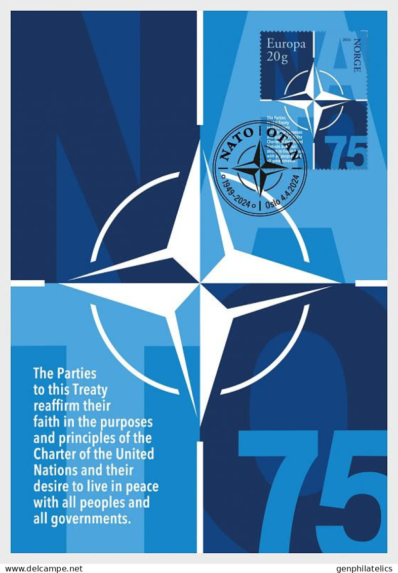 NORWAY 2024 EVENTS Organizations. 75th Anniv. Of NATO - Fine Maxi Card - Neufs