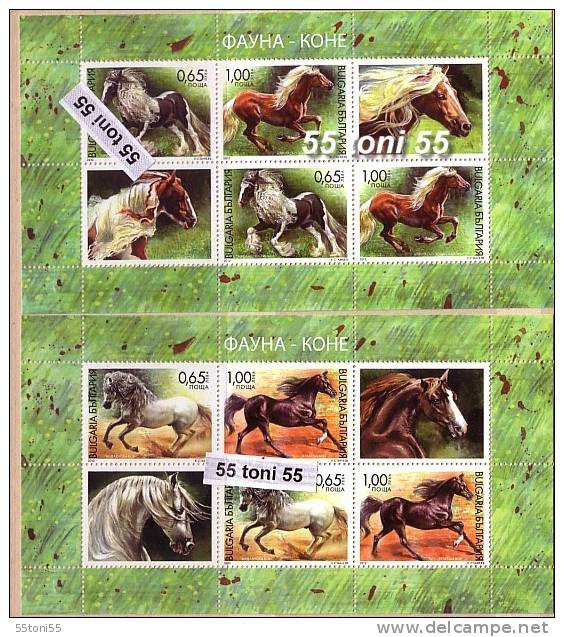 2012 Fauna Horses  Two Sheets = 2 Set + 4 Vignette – MNH   BULGARIA / Bulgarie - Chevaux