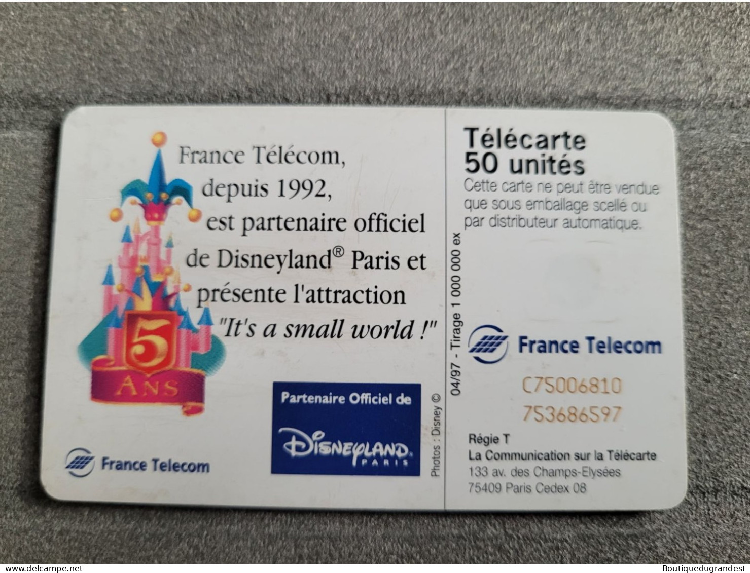 Télécarte 50 Unités Disneyland - Disney