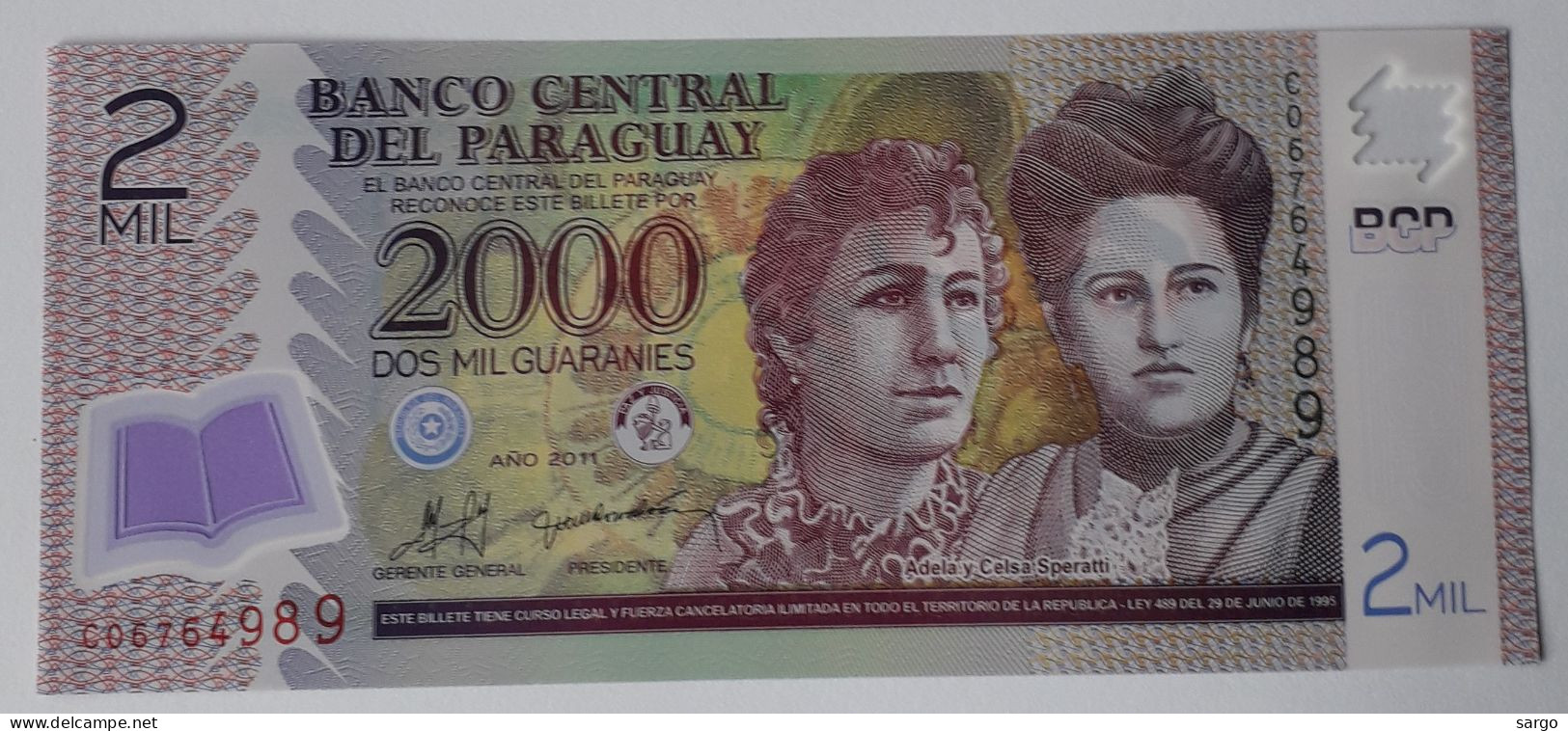 PARAGUAY  - 2.000 GUARANIES  - P 228  (2008 - 2017) - POLYMER - UNC - BANKNOTES - PAPER MONEY - CARTAMONETA - - Paraguay