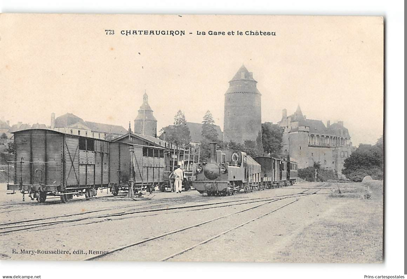 CPA 35 Chateaugiron La Gare Et Le Train Tramway - Châteaugiron