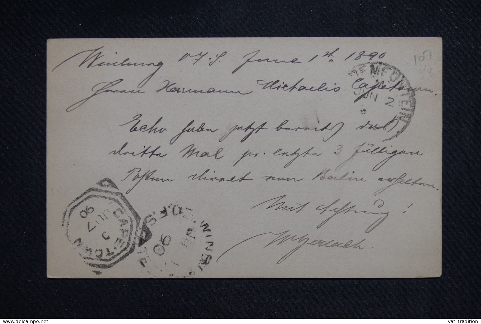 ETAT LIBRE D'ORANGE - Entier Postal Pour Capetown En 1890 - L 151389 - État Libre D'Orange (1868-1909)