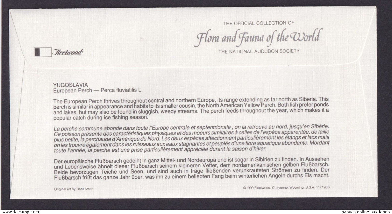 Yugoslavia Jugoslawien Europa Fauna Fische Flussbarsch Schöner Künstler Brief - Brieven En Documenten