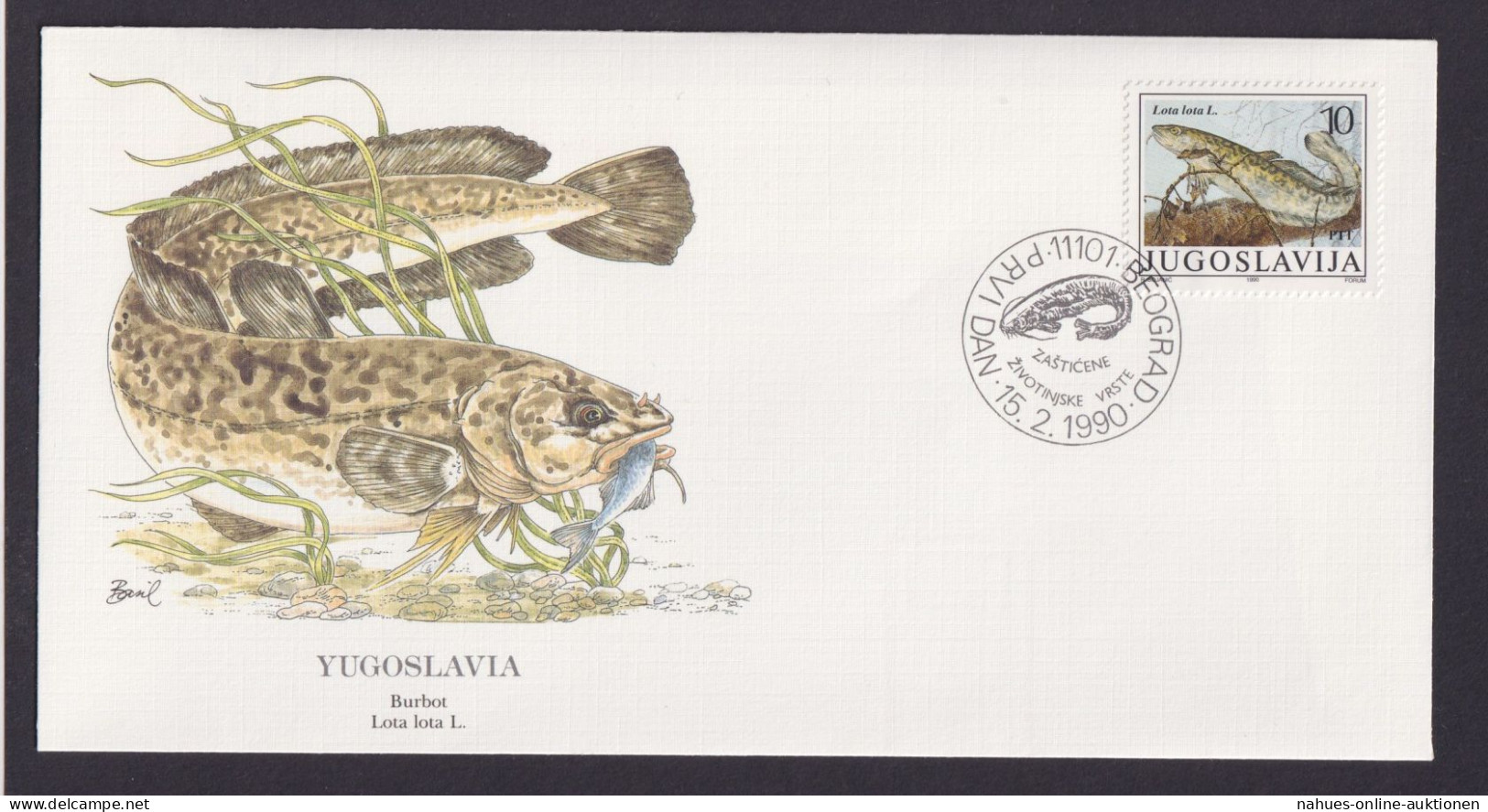 Yugoslavia Jugoslawien Europa Fauna Fische Aalquappe Schöner Künstler Brief - Lettres & Documents