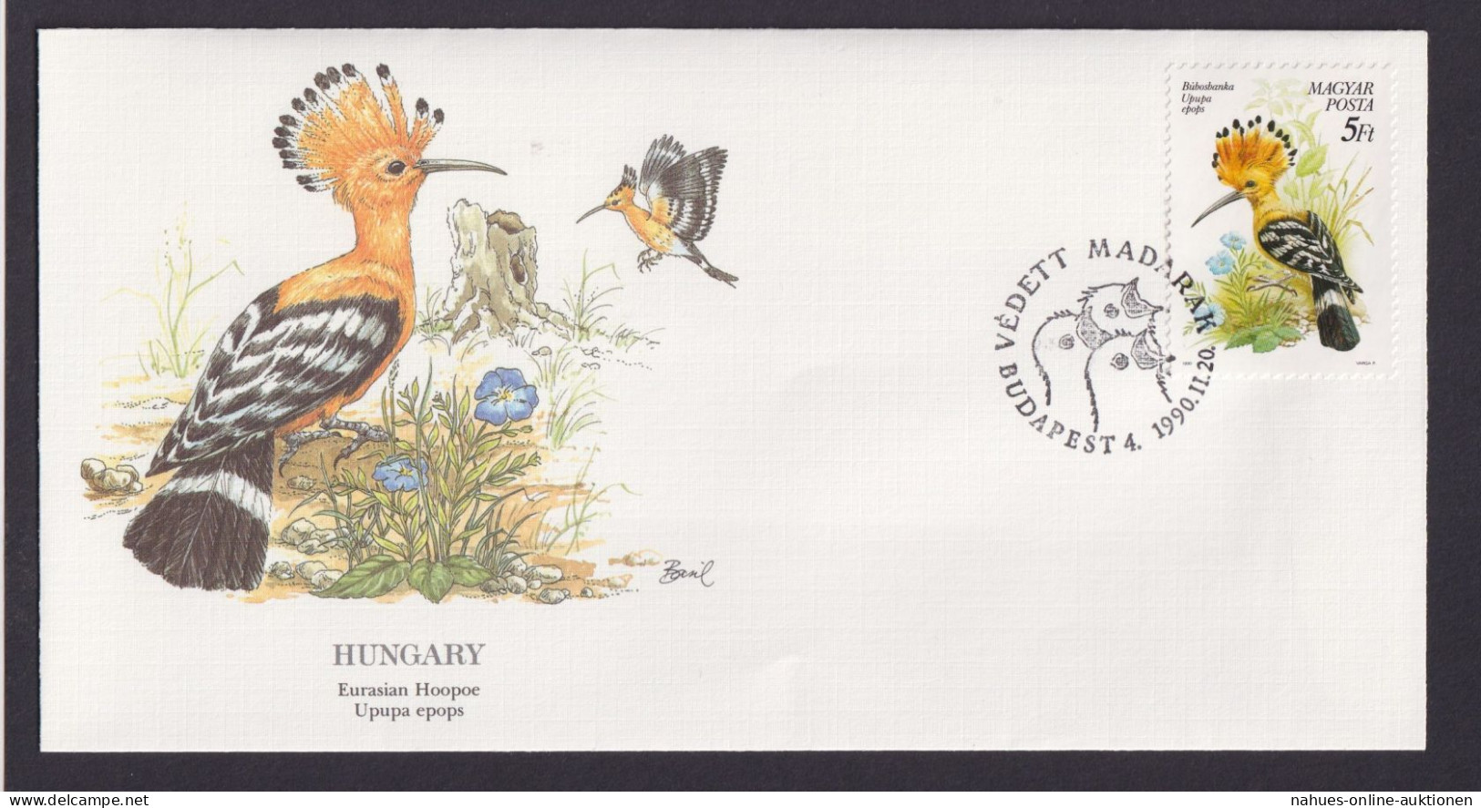 Hungary Ungarn Europa Fauna Tiere Vögel Eurasischer Wiederhopf Künstler Brief - Storia Postale