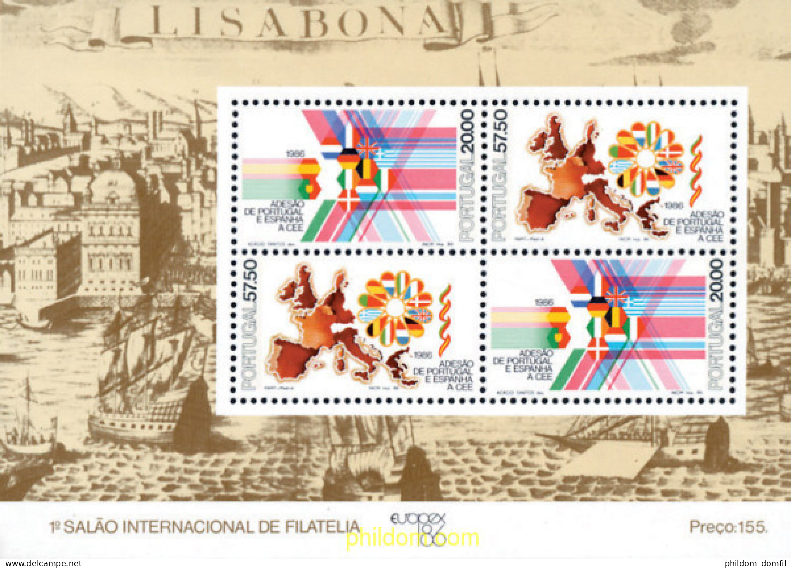 106564 MNH PORTUGAL 1986 PRIMER SALON INTERNACIONAL DE FILATELIA EN LISBOA. EUROPEX'86 - Sonstige & Ohne Zuordnung