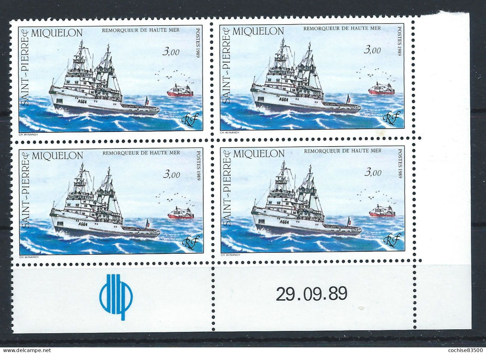 St Pierre Et Miquelon N°510** (MNH) 1989 - Bateaux - Coin Daté - Ungebraucht
