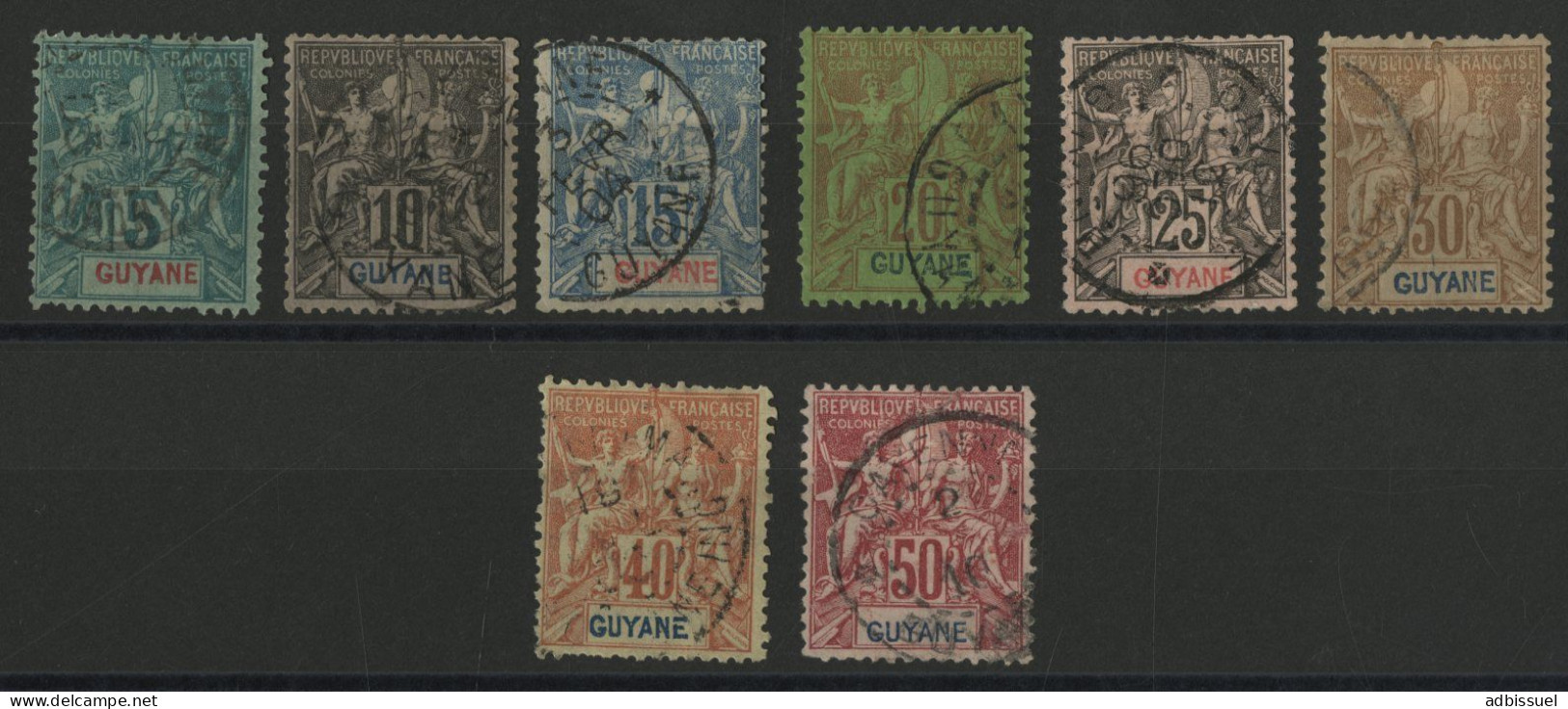 COLONIES GUYANE N° 32 à 40 Oblitérés Cote 121,50 € Voir Description - Used Stamps