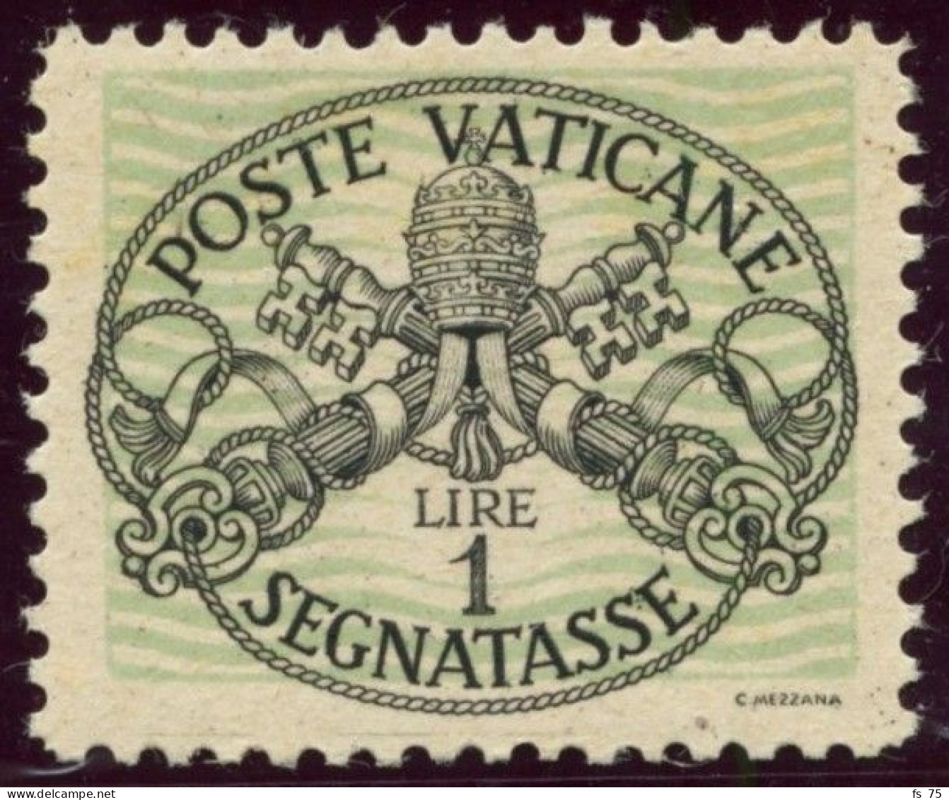 VATICAN - S TAXE 10C - 1 LIRE NOIR SUR VERT - SANS CHARNIERE - Unused Stamps