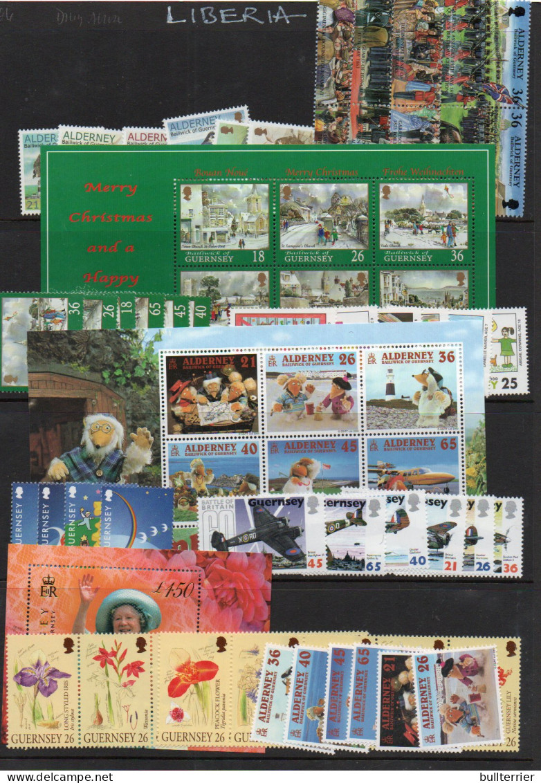 GUERNSEY & ALDERNEY -2000-  SELECTION OF STAMPS & SOUVENIR SHEETS MINT NEVER HINGED, FACE VALUE IS £27.40 - Guernsey