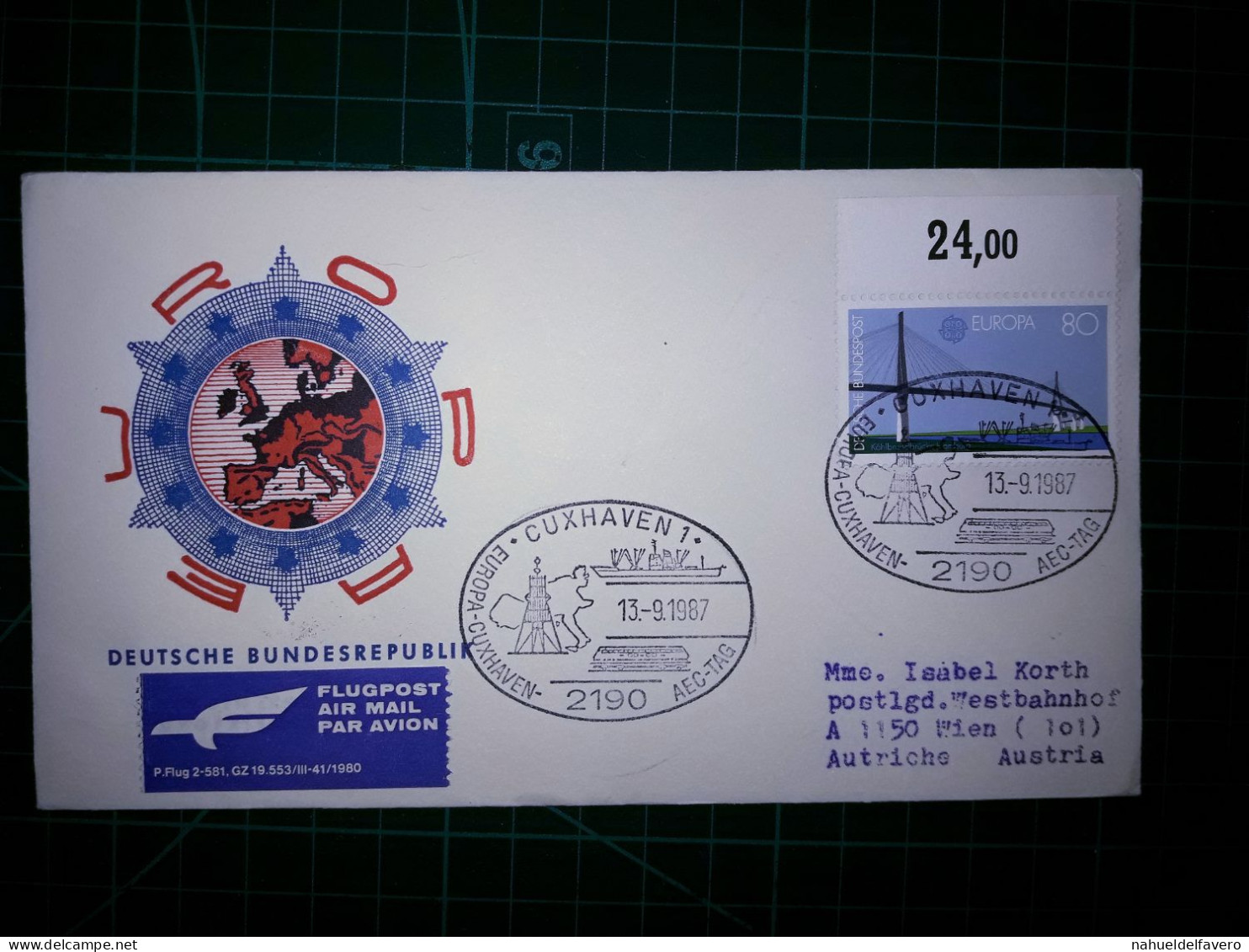 ALLEMAGNE, Enveloppe FDC Distribuée Par Avion, Commémorant "EUROPA" Avec Cachet De La Poste Et Timbre Spécial. - 1981-1990