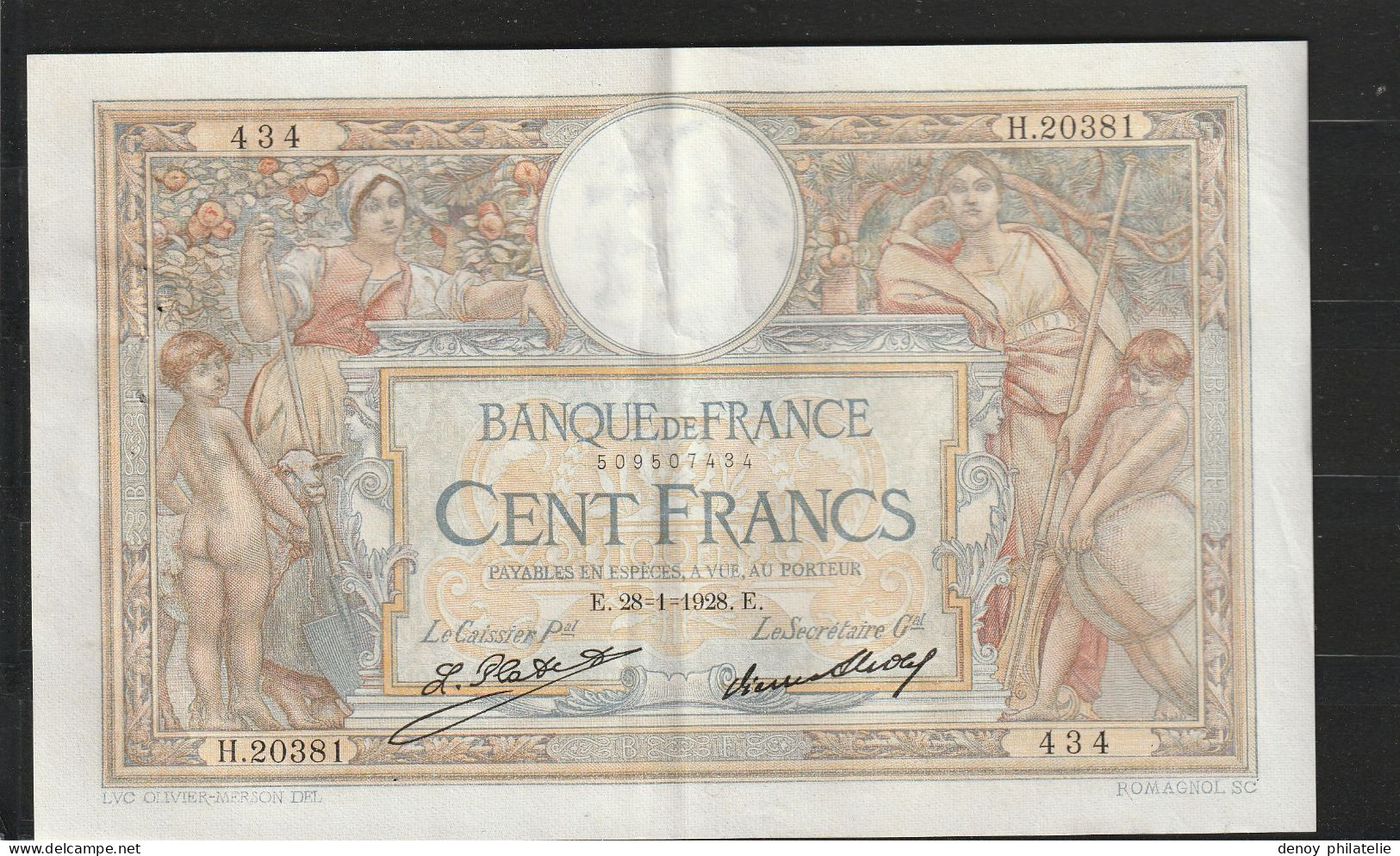 FRANCE  Suite 3 Billets De 100 Francs Qui Se Suivent Du 28 1 1928 Qualité SUP + - 100 F 1908-1939 ''Luc Olivier Merson''