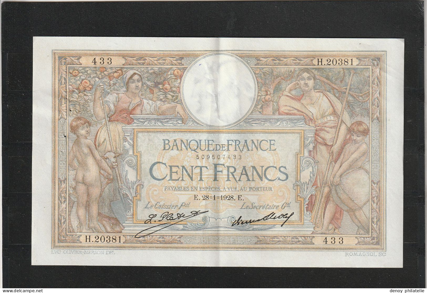 FRANCE  Suite 3 Billets De 100 Francs Qui Se Suivent Du 28 1 1928 Qualité SUP + - 100 F 1908-1939 ''Luc Olivier Merson''
