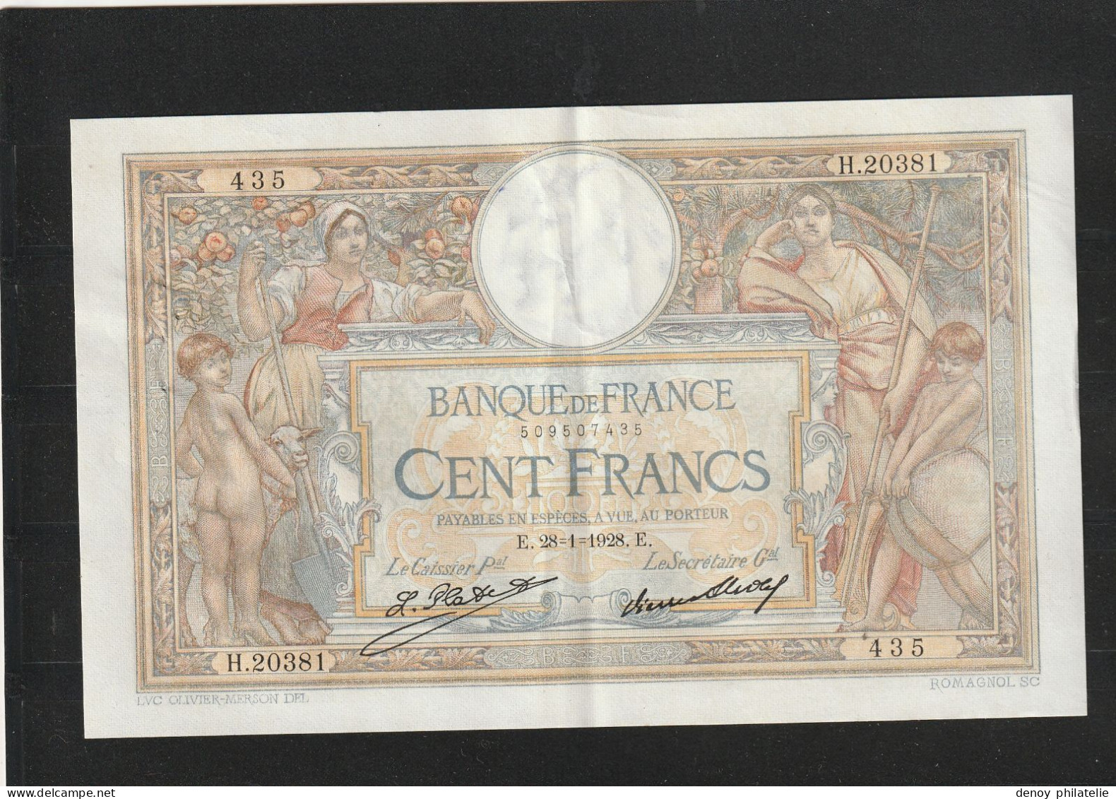 FRANCE  Suite 3 Billets De 100 Francs Qui Se Suivent Du 28 1 1928 Qualité SUP + - 100 F 1908-1939 ''Luc Olivier Merson''