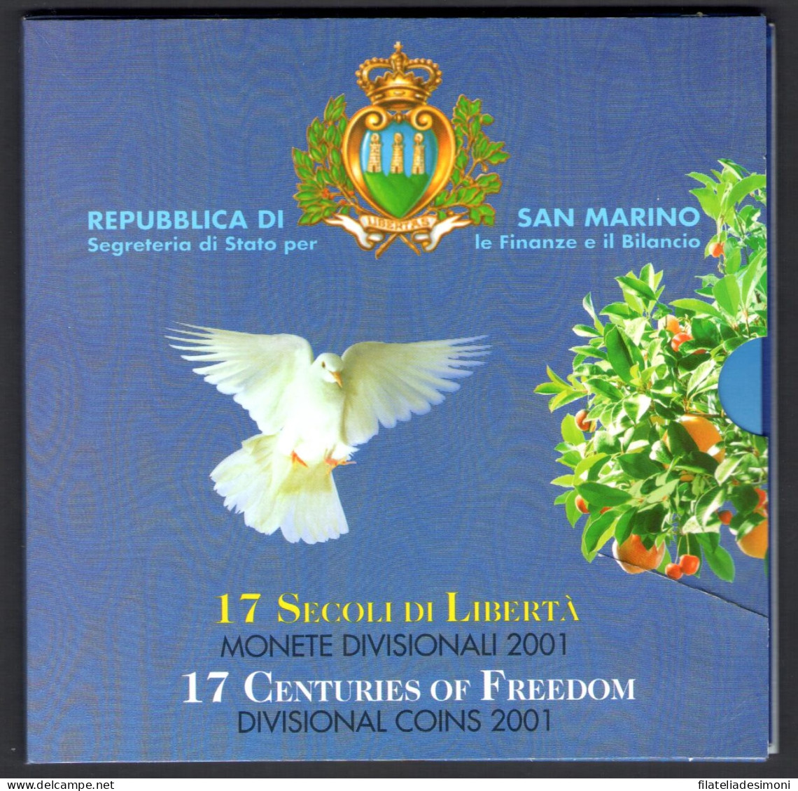 2001 Repubblica Di San Marino, Monete Divisionali, Serie Completa FDC - Saint-Marin