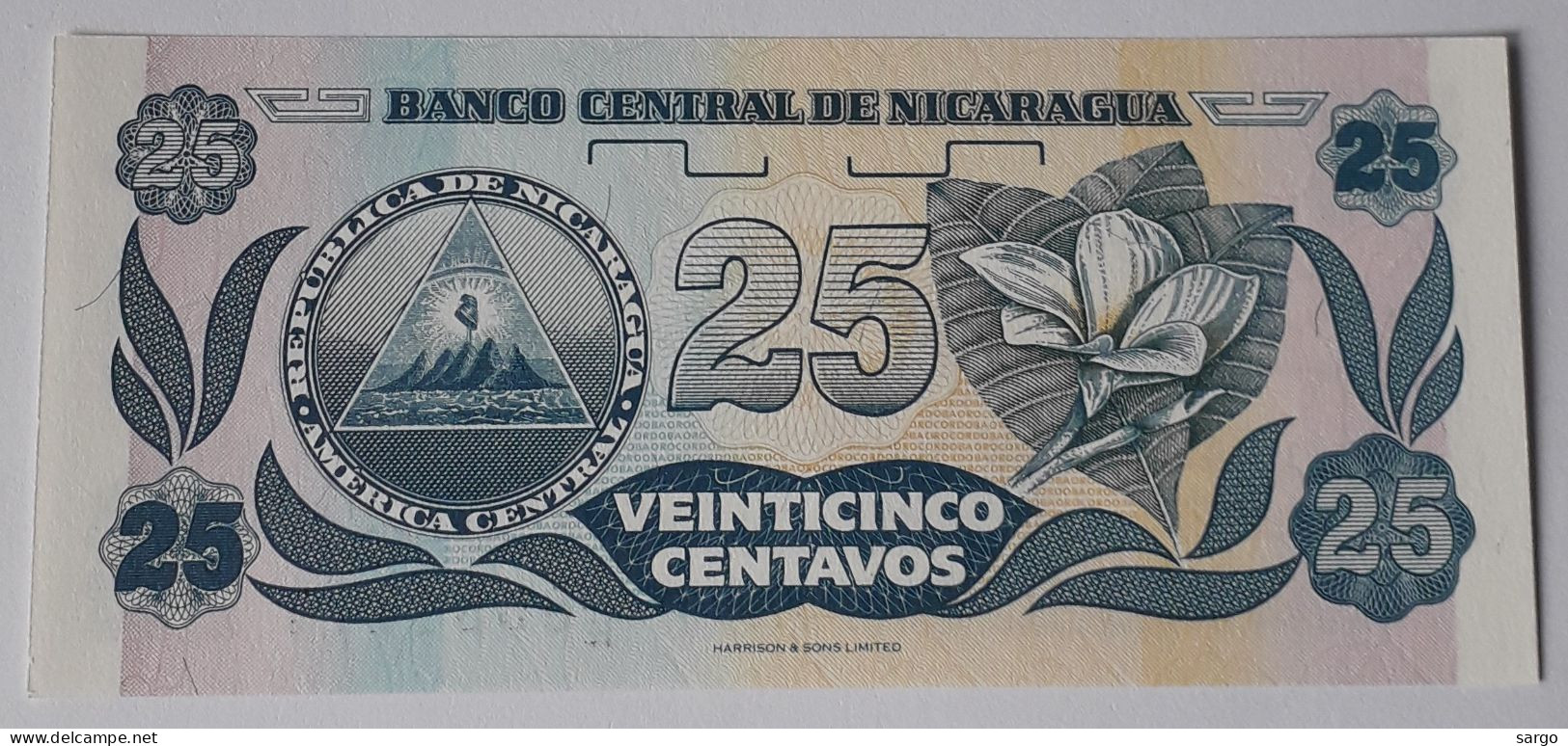 NICARAGUA -  25 CENTAVOS - P 170 (1991)  -  UNC - BANKNOTES - PAPER MONEY - CARTAMONETA - - Nicaragua