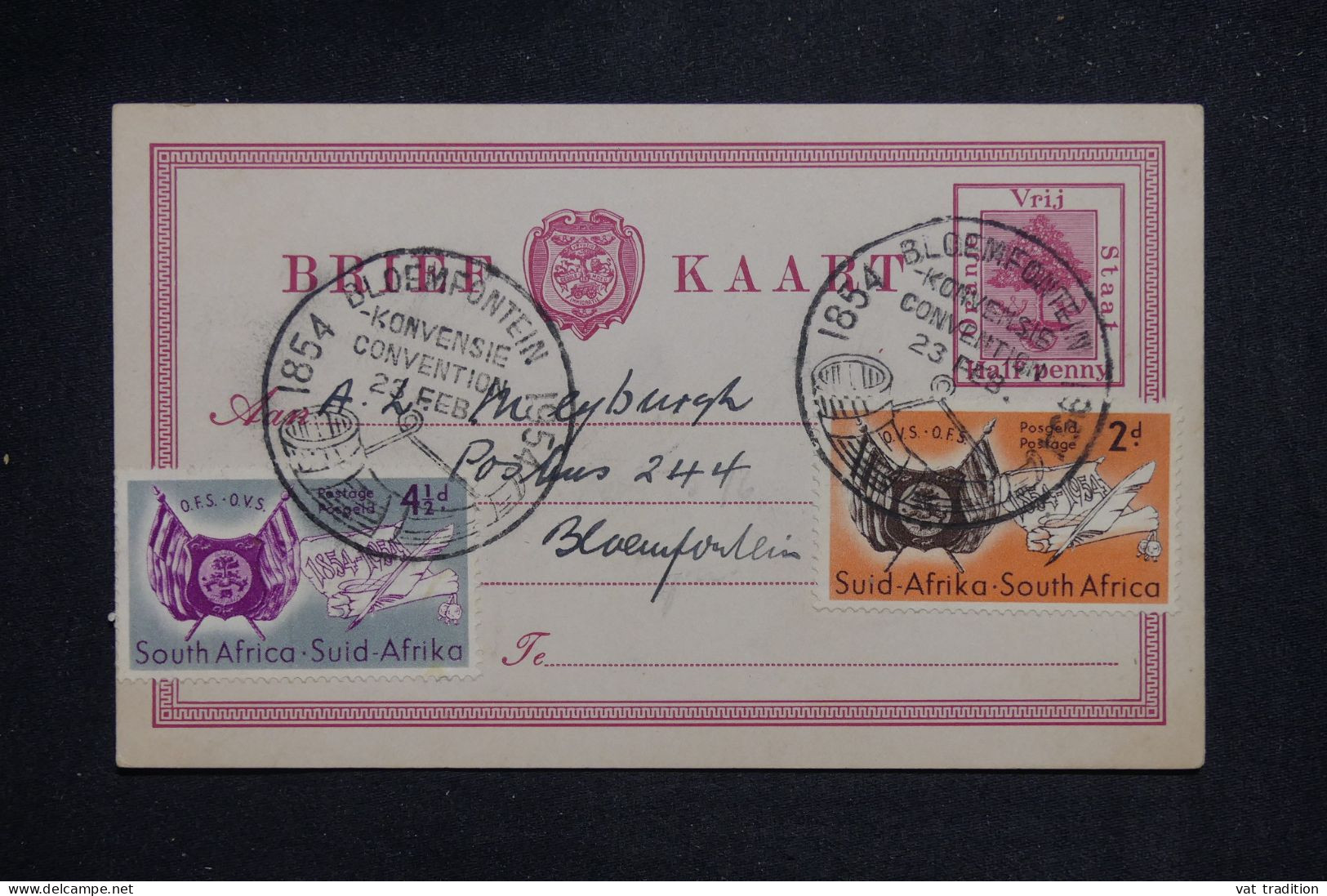 AFRIQUE DU SUD - Entier Postal Avec Oblitétaion Commémorative En 1954 - L 151391 - Briefe U. Dokumente