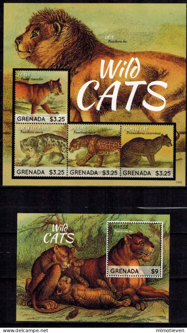 MDA-BK20-243 MINT ¤ GRENADA 2013 KOMPL. SET ¤ WILD CATS Of The WORLD - CHATS DU MONDE - KATTEN Van De WERELD - Felinos