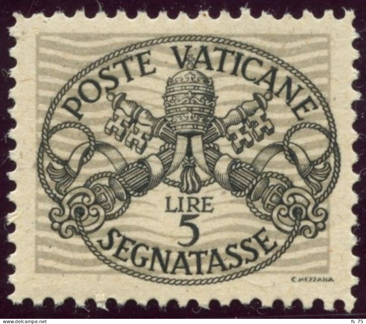 VATICAN - S 12B - 5 LIRES NOIR SUR GRIS - SANS CHARNIERE - Unused Stamps