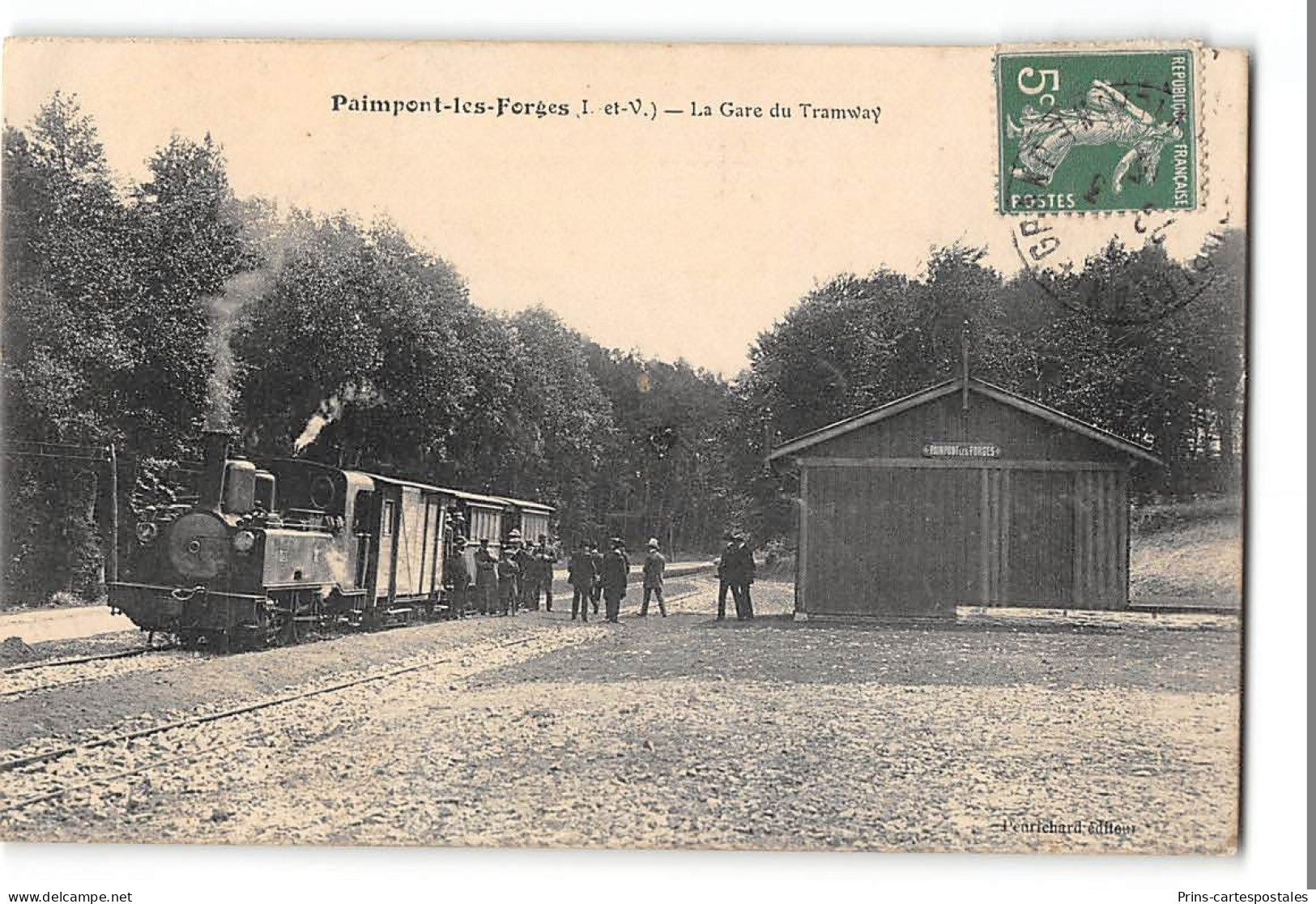 CPA 35 Paimpont Les Forges La Gare Et Le Train Tramway - Paimpont