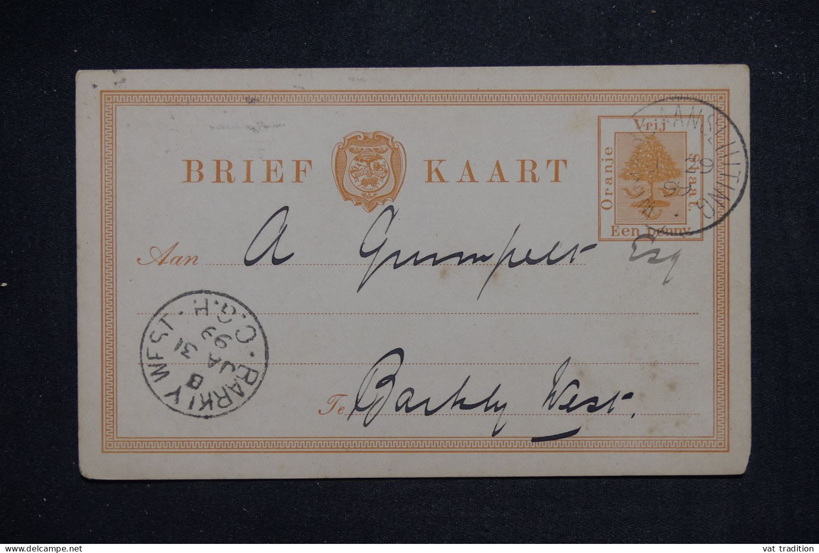 ETAT LIBRE D'ORANGE -  Entier Postal Pour Barky West  En 1899 - L 151397 - Oranje Vrijstaat (1868-1909)