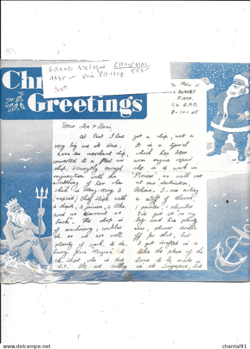GRANDE BRETAGNE CHRISTMAS VOIR PHOTO 1945 - Briefe U. Dokumente