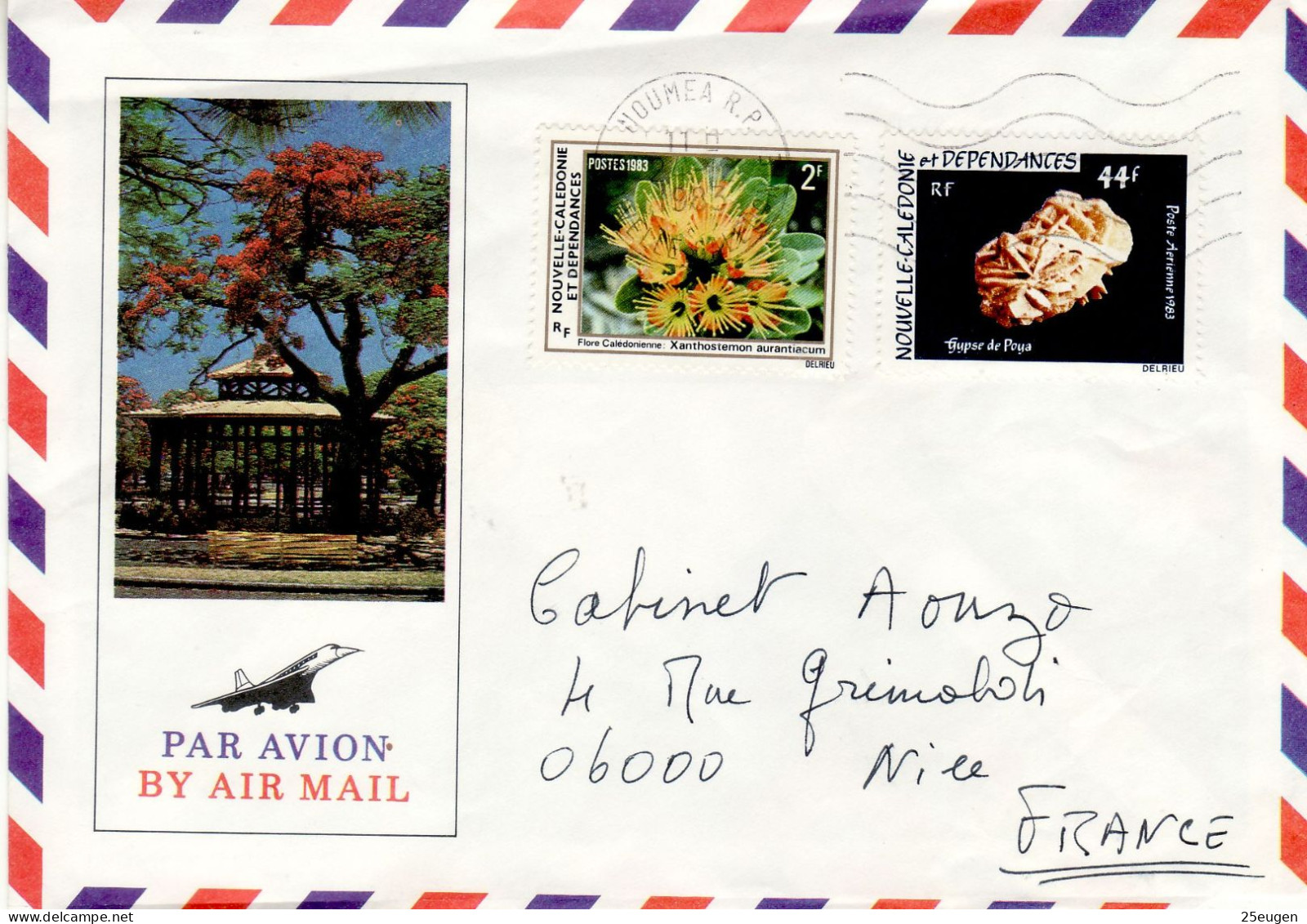 NEW CALEDONIA 1983 AIRMAIL LETTER SENT FROM NOUMEA TO NICE - Storia Postale