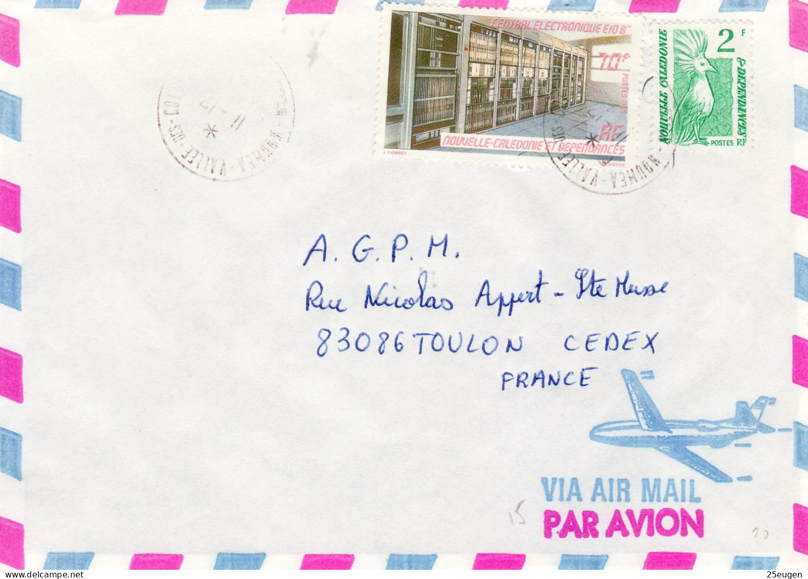 NEW CALEDONIA 1985 AIRMAIL LETTER SENT FROM NOUMEA TO NICE - Storia Postale