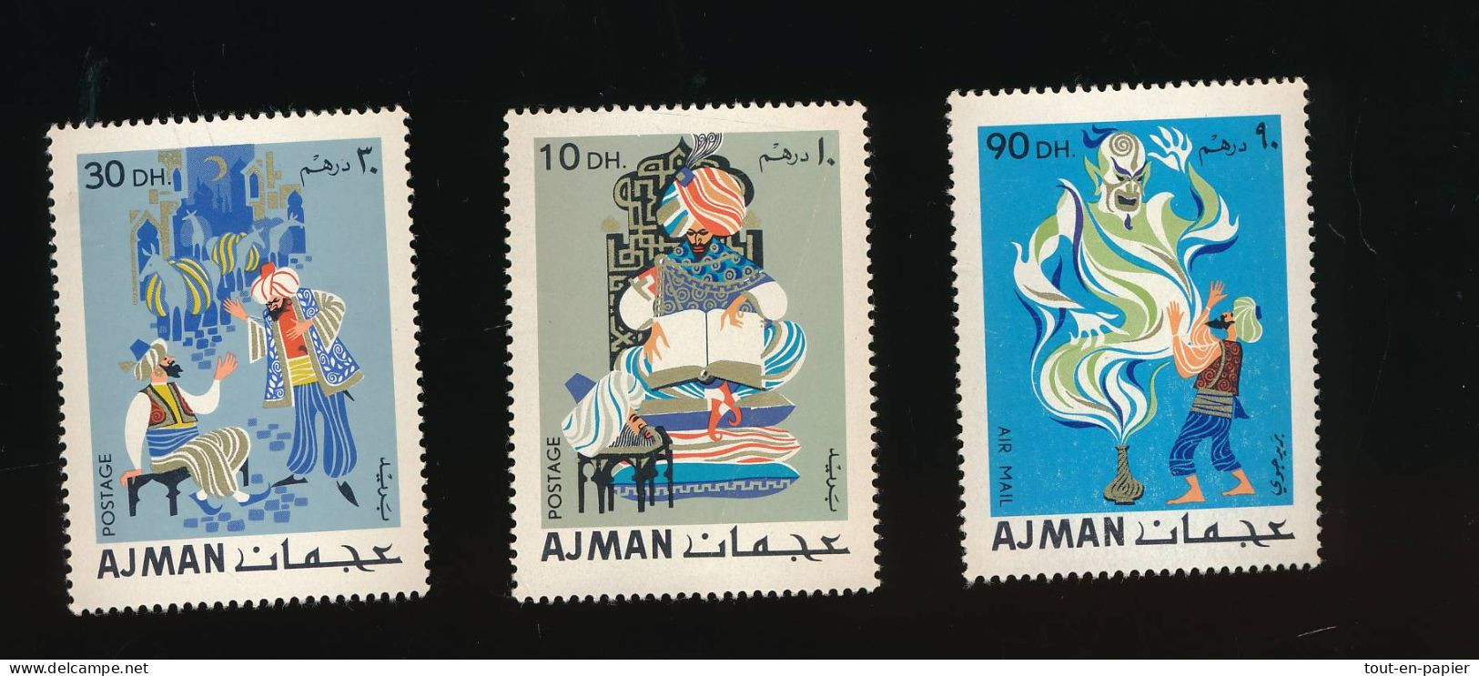 3 Timbres Neufs AJMAN Contes De Fées - Emirats Arabes Unis - Ajman