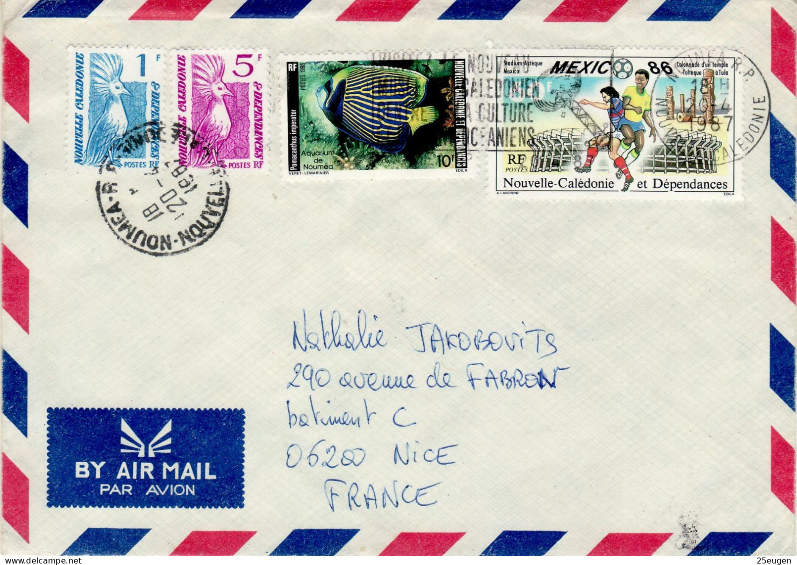 NEW CALEDONIA 1987 AIRMAIL LETTER SENT FROM NOUMEA TO NICE - Briefe U. Dokumente