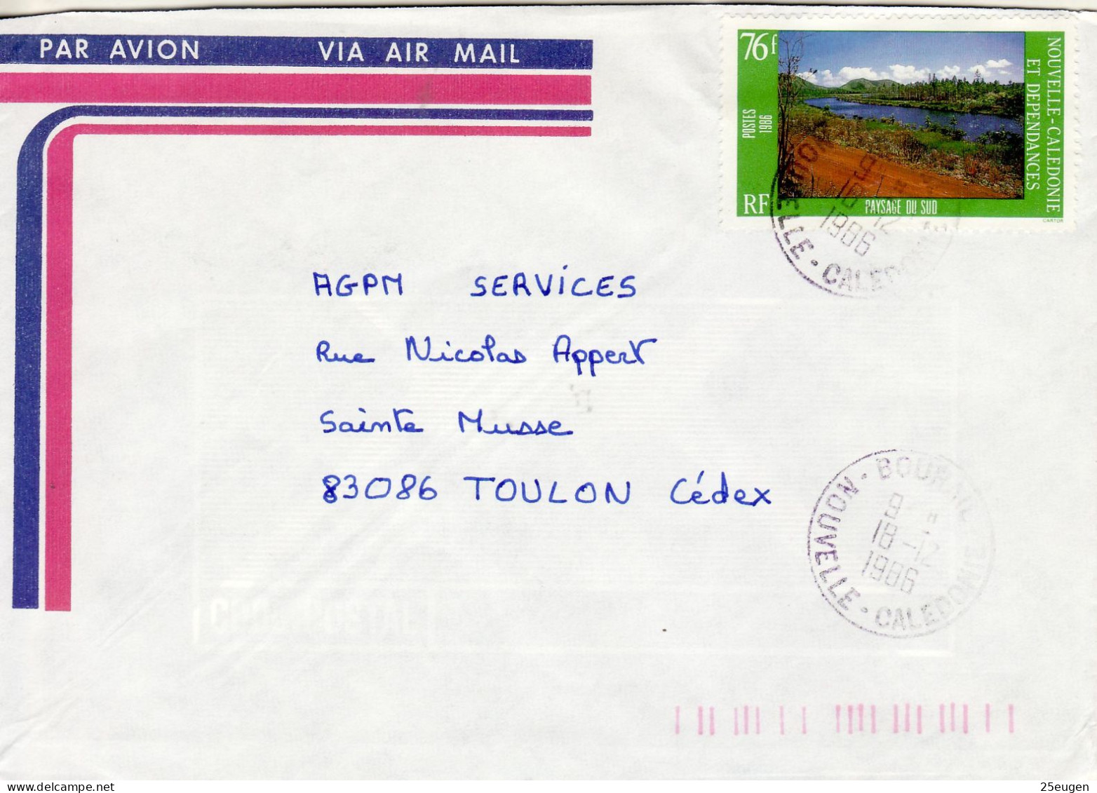 NEW CALEDONIA 1986 AIRMAIL LETTER SENT TO TOULON - Briefe U. Dokumente