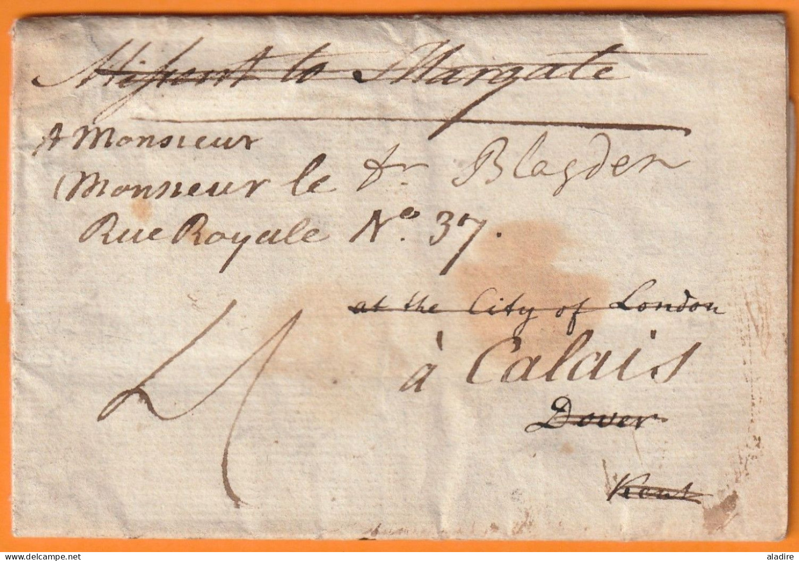 1757 -  KGII - 3-page Letter From REVESBY ABBEY, Lincolnshire, England To LONDON - Redirected To CALAIS, France - ...-1840 Préphilatélie