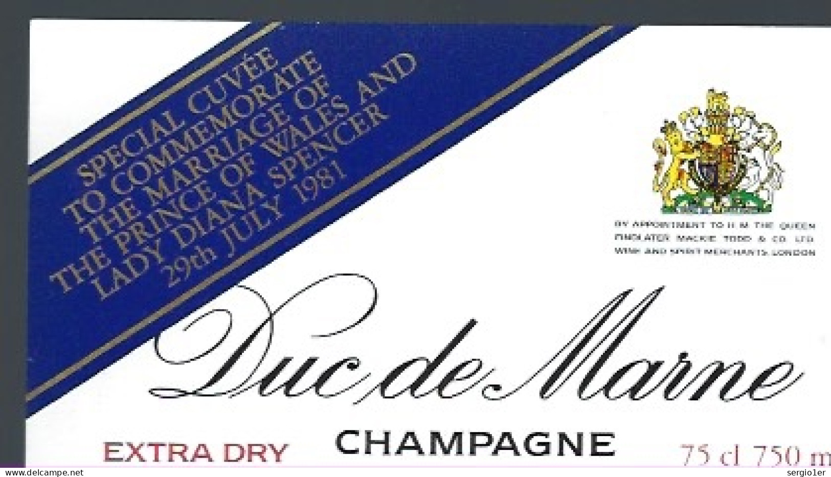 Etiquette Champagne Extra Dry Spécial Cuvée Mariage Du Prince De Galles Et De Lady Diana Spencer 29/7/1981 - Champan