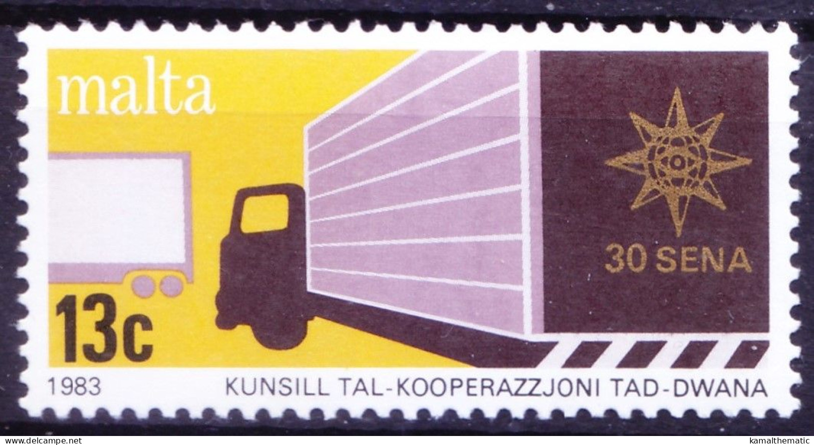 Malta 1983 MNH, Container Lorries And Badge, Trucks - Camiones