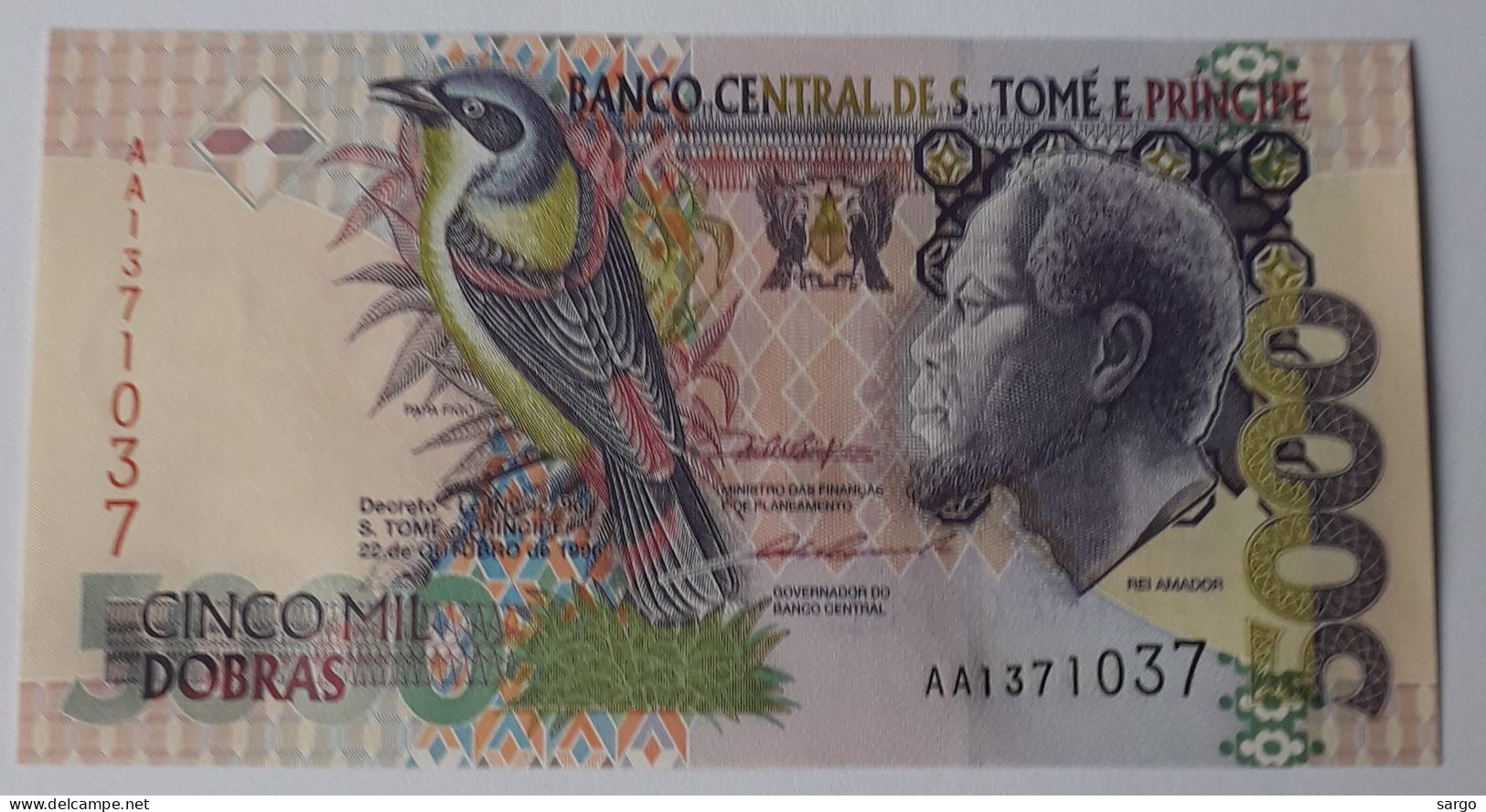 SAINT THOMAS AND PRINCIPE  - 5.000 DOLLARS - P 65  (1996) - UNC -  BANKNOTES - PAPER MONEY - Sao Tome En Principe