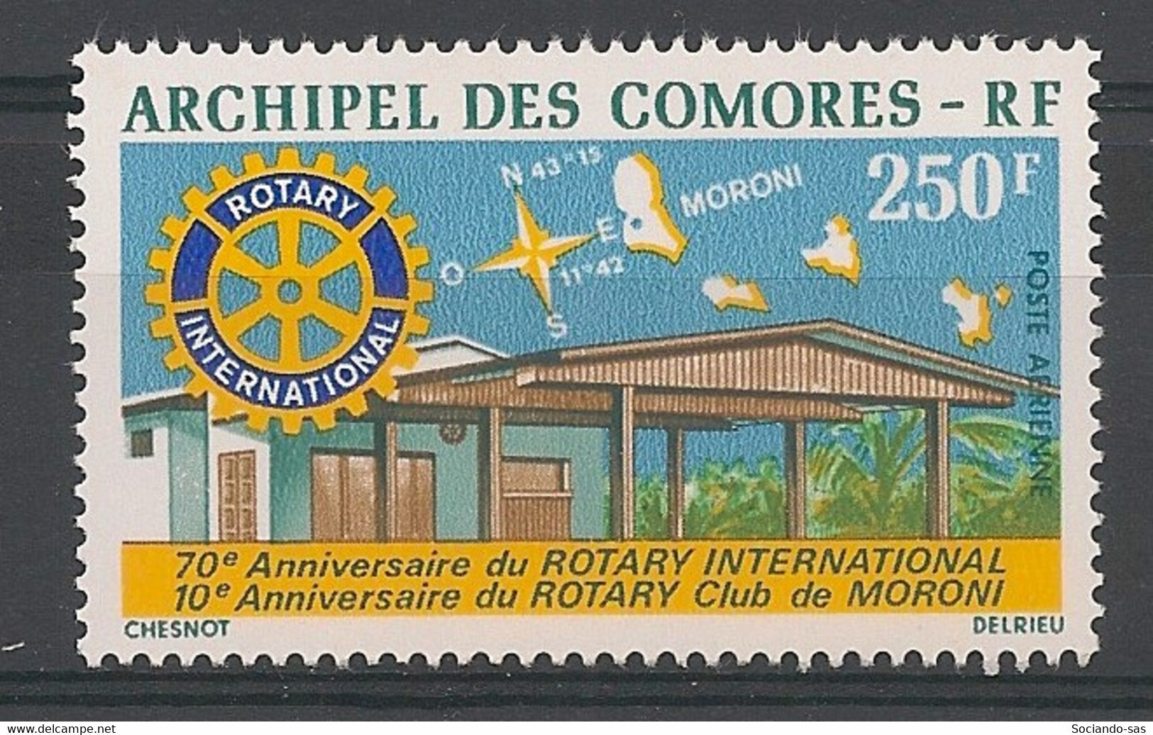 COMORES - 1975 - Poste Aérienne PA N°YT. 66 - Rotary - Neuf Luxe ** / MNH / Postfrisch - Airmail