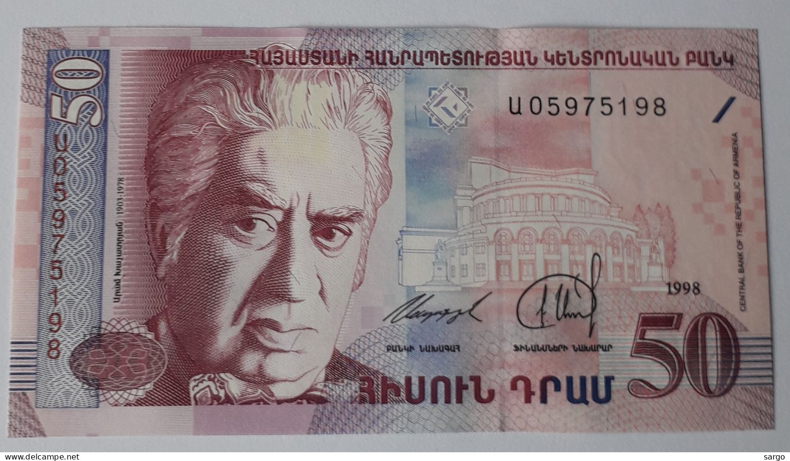 ARMENIA - 50 DRAM - P 41  (1998) - UNC - BANKNOTES - PAPER MONEY - CARTAMONETA - - Armenië