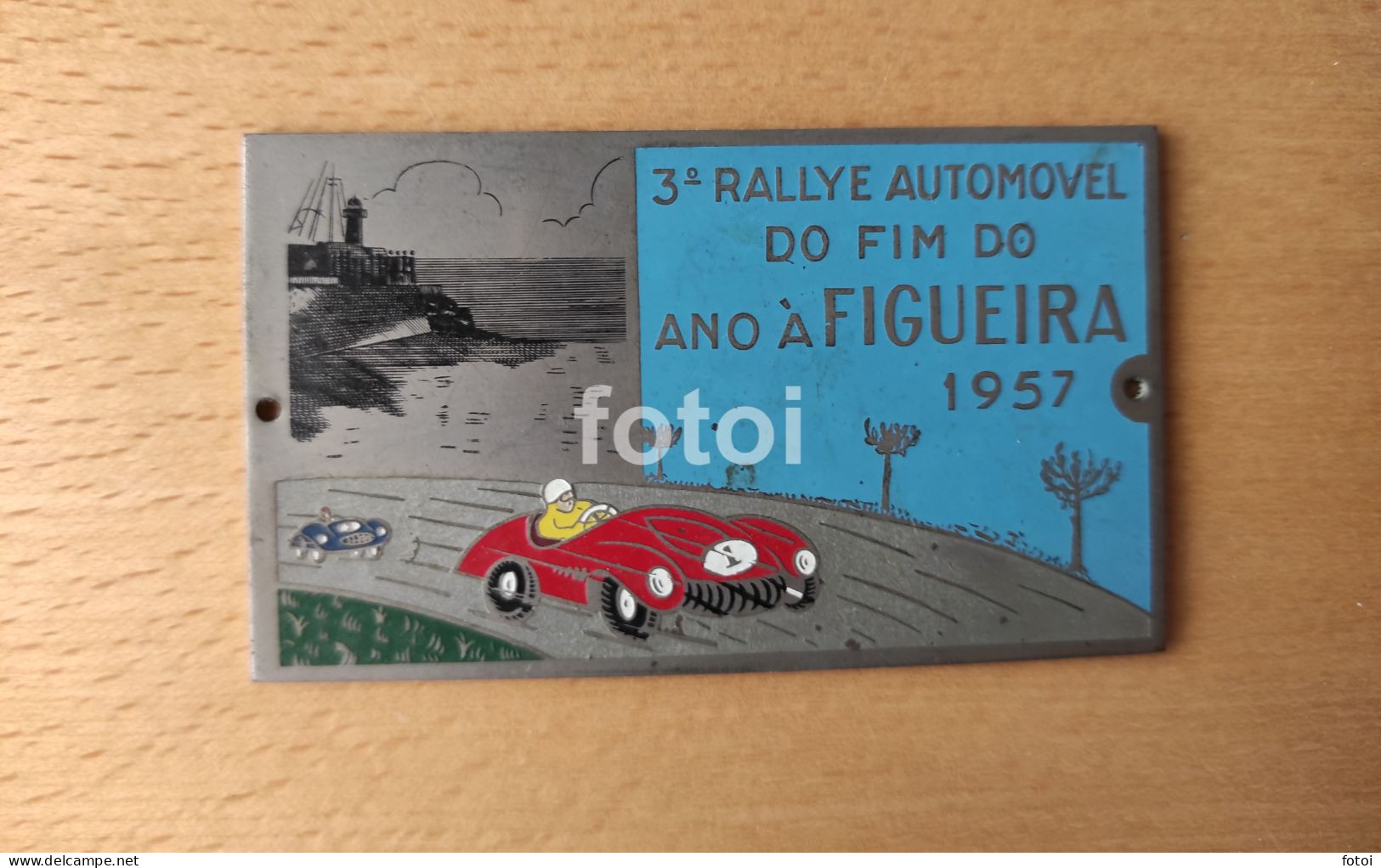 1957 III RALLYE RALLY RALI CAR RACING FIGUEIRA DA FOZ COIMBRA PORTUGAL PLACA ENAMEL BADGE MEDAL - Rallye