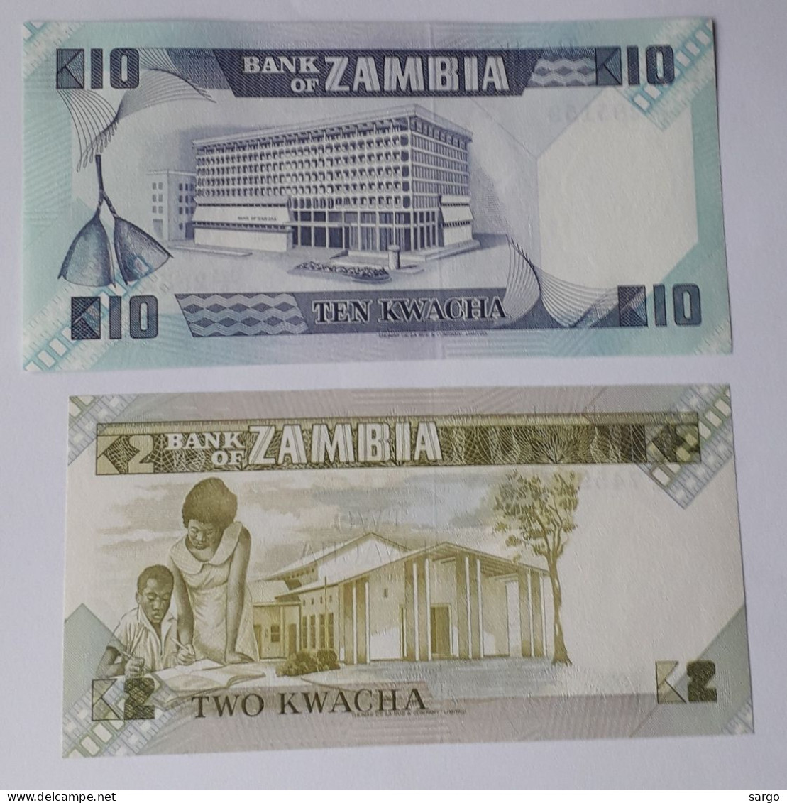 ZAMBIA - 2/10  KWACHA - P 24, P 26 (1980-1988) - 2 PCS  - UNC - BANKNOTES - PAPER MONEY - CARTAMONETA - - Zambie