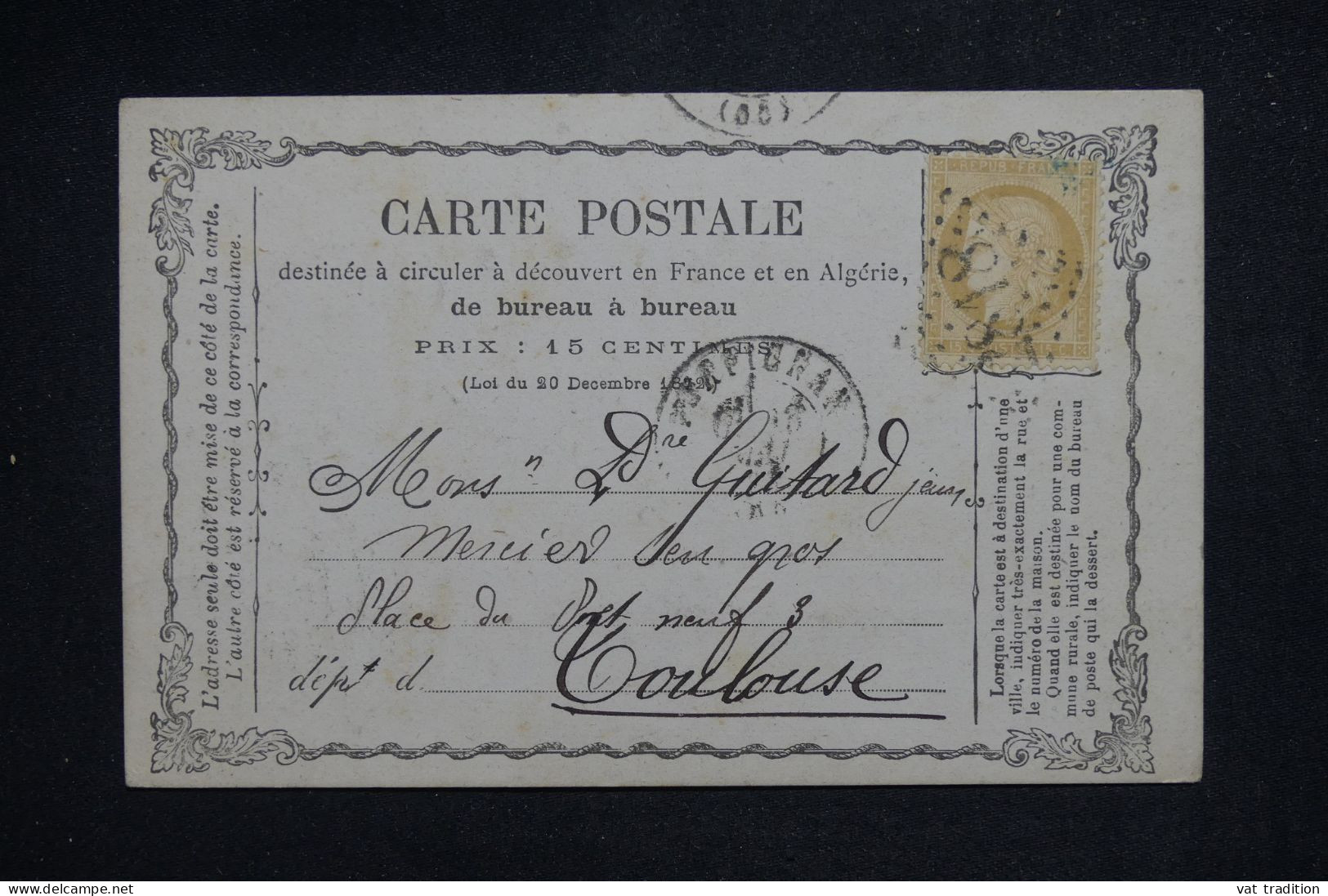 FRANCE - Carte Précurseur De Perpignan Pour Toulouse En 1873 - L 151406 - Cartes Précurseurs